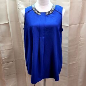 Alfani Royal Blue Grommet Trimmed Sleeveless Blouse Size 8